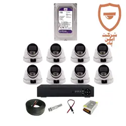 پک کامل 8 عددی دوربین مداربسته 5 مگاپیکسل | دوربین دید شب رنگی