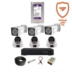 پک کامل 6 عددی دوربین مداربسته 5 مگاپیکسل | دوربین پلاک خوان