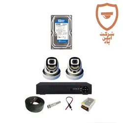 پک کامل 2 عددی دوربین مداربسته 5 مگاپیکسل | دوربین دید شب رنگی دام سقفی