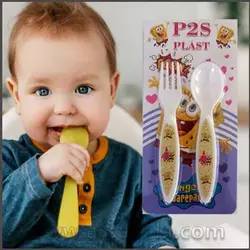 قاشق و چنگال طرح کارتن پلاستیکی P2s plast