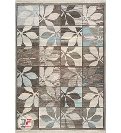 فرش ماشینی طرح گبه مدرن زمینه طوسی بژ کد 510 - دیجی فرش