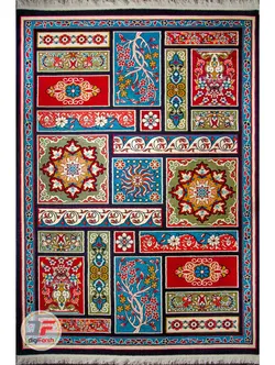 فرش گبه ماشینی سبلان طرح خشتی کد 61400076 - دیجی فرش