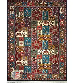 فرش گبه ماشینی سبلان طرح خشتی زمینه سرمه ای کد 61400032 - دیجی فرش