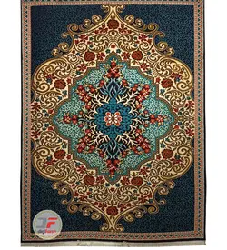 فرش گبه ماشینی مشهد زمینه سرمه ای کد 61400080 - دیجی فرش