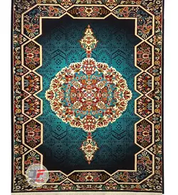 فرش گبه ماشینی سبلان طرح هالیدی زمینه سرمه ای کد 61400084 - دیجی فرش
