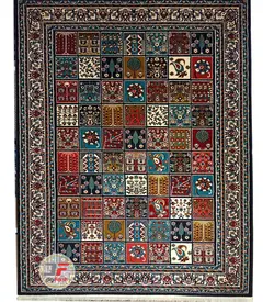 فرش گبه سبلان طرح خشتی زمینه سرمه ای کد 61400021 - دیجی فرش