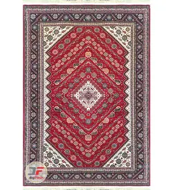 فرش ماشینی طرح گبه با زمینه لاکی کد 106 - دیجی فرش