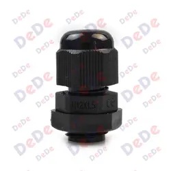 گلند پلاستیکی با سایز رزوه M12*1.5 و جنس بدنه پلی آمید 6 (PM12)