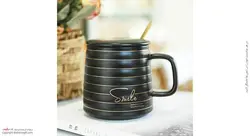ماگ به همراه قاشق طلایی مدل Smile