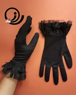 دستکش تمام نخی پرنسسی مشکی زنانه رازگالری