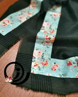 ست روسری نخی و ساق دست و هدبند یشمی گلدار