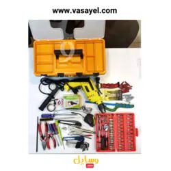 جعبه ابزار کامل 120 پارچه صنعتی حرفه ای به همراه دریل چکشی مدل v001