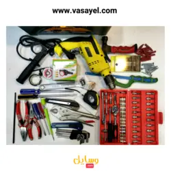 جعبه ابزار کامل 120 پارچه صنعتی حرفه ای به همراه دریل چکشی مدل v001
