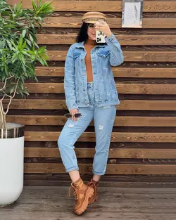 كت نیمتنه جين كوتاه آبي كد 1048