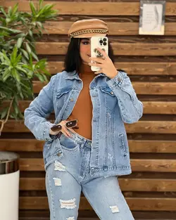 كت نیمتنه جين كوتاه آبي كد 1048