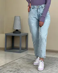 شلوار مام فيت آبي كد 1286