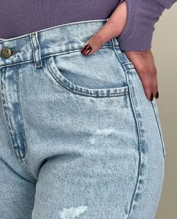 شلوار مام فيت آبي كد 1286