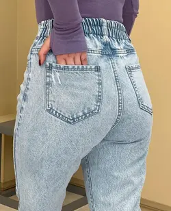 شلوار مام فيت آبي كد 1286