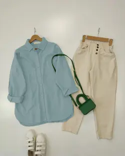 مانتو اسپرت تك جيب پوپلين كد 1526