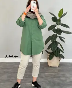 مانتو شوميزي جلو دكمه لينن(H) كد 4227