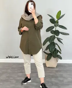 مانتو شوميزي جلو دكمه لينن(H) كد 4227