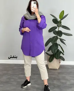 مانتو شوميزي جلو دكمه لينن(H) كد 4227