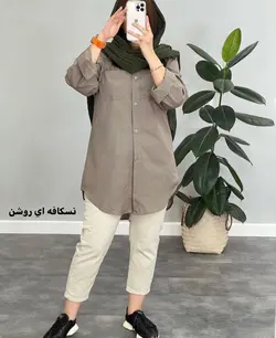 مانتو شوميزي جلو دكمه لينن(H) كد 4227