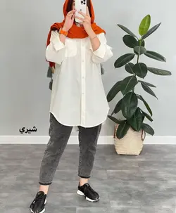 مانتو شوميزي جلو دكمه لينن(H) كد 4227