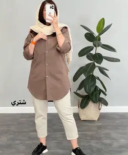 مانتو شوميزي جلو دكمه لينن(H) كد 4227