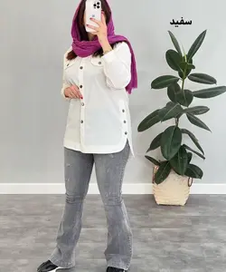 مانتو بغل دكمه لينن كد 2815b