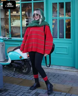 بافت دخترانه راه راه اسپرت کد 17053 - فروشگاه ای شیکو