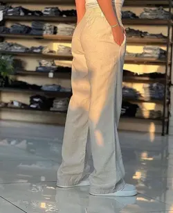 شلوار بگ لينن  نچرال كد 1855