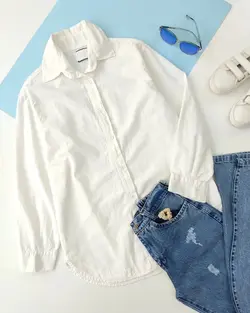 شومیز سفيد لينن سادهH كد 401771