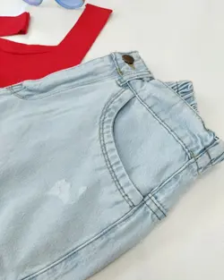 شلوار نيم بگ آبي يخي كد 506614