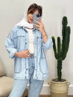 مانتو جین دو جیب برش دار M کد 18474