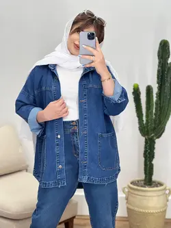 مانتو جین دو جیب برش دار M کد 18474