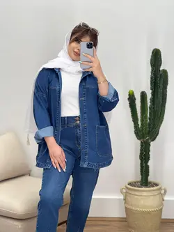 مانتو جین دو جیب برش دار M کد 18474