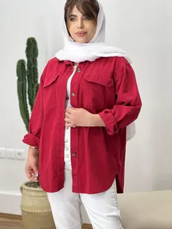مانتو كتان دو جيب رنگي M كد 665583