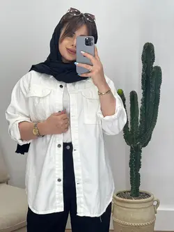 مانتو كتان دو جيب رنگي M كد 665583