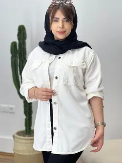 مانتو كتان دو جيب رنگي M كد 665583