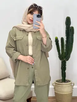 مانتو كتان دو جيب رنگي M كد 665583