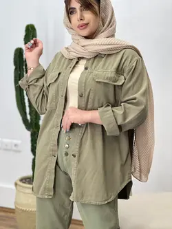 مانتو كتان دو جيب رنگي M كد 665583
