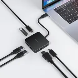 هاب ورودی Type cو 7پورت 3پورت USB و 2پورت Type c و 1پورتGreen Lion GHB-7 PD3.0 100w  HDMI