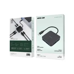 هاب ورودی Type cو 7پورت 3پورت USB و 2پورت Type c و 1پورتGreen Lion GHB-7 PD3.0 100w  HDMI