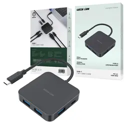 هاب ورودی Type cو 7پورت 3پورت USB و 2پورت Type c و 1پورتGreen Lion GHB-7 PD3.0 100w  HDMI