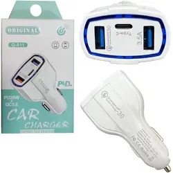 شارژر فندکی 3 پورت یک پورتPD فست Original Q-011