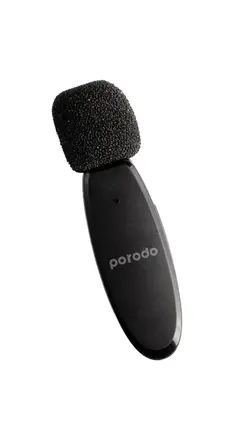 میکروفن یقه ای بیسیم شارژی Porodo Dual mic lavalier microphone type C-lightning,aux-گارانتی
