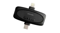 میکروفن یقه ای بیسیم شارژی Porodo Dual mic lavalier microphone type C-lightning,aux-گارانتی