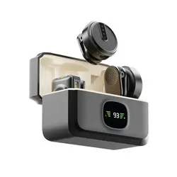 میکروفن یقه ای حرفه ای بیسیم شارژی 2عددی بهمراه کیس شارژ Green Lion GLM-wireless mic lite