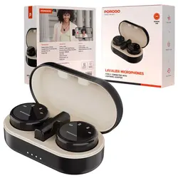 میکروفن یقه ای بیسیم شارژی بهمراه کیس شارژ Porodo Lavalier Microphones Type-C, Lightning دایره ای